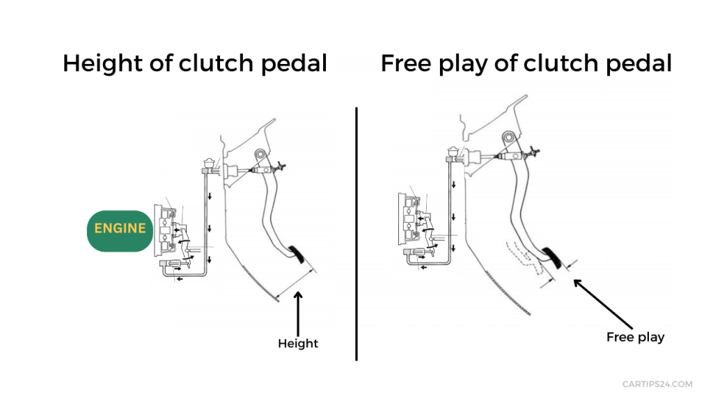 Perfect height and free play of clutch pedan and clutch